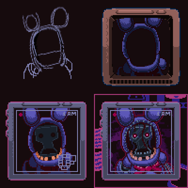 spergatito_'s tweet image. making withered bonnie
#pixelart #fnaf2movie