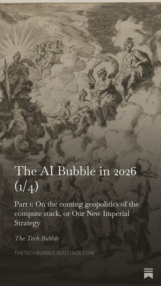 bigblackjacobin's tweet image. Writing about various aspects of the AI bubble that we should pay more attention to in 2026. Part One is on AI geopolitics: attempts to replace the petrodollar system with a "technodollar" system, Sovereign AI, exporting inference to the gulf, and more thetechbubble.substack.com/p/the-ai-bubbl…