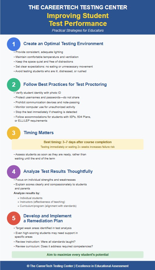 We’re sharing this resource to support educators in boosting student test performance. From better testing environments to effective result analysis, these strategies help every student succeed.
— The CareerTech Testing Center
#careerteched #VisionCTE25 #edchat #HigherEd #NTChat