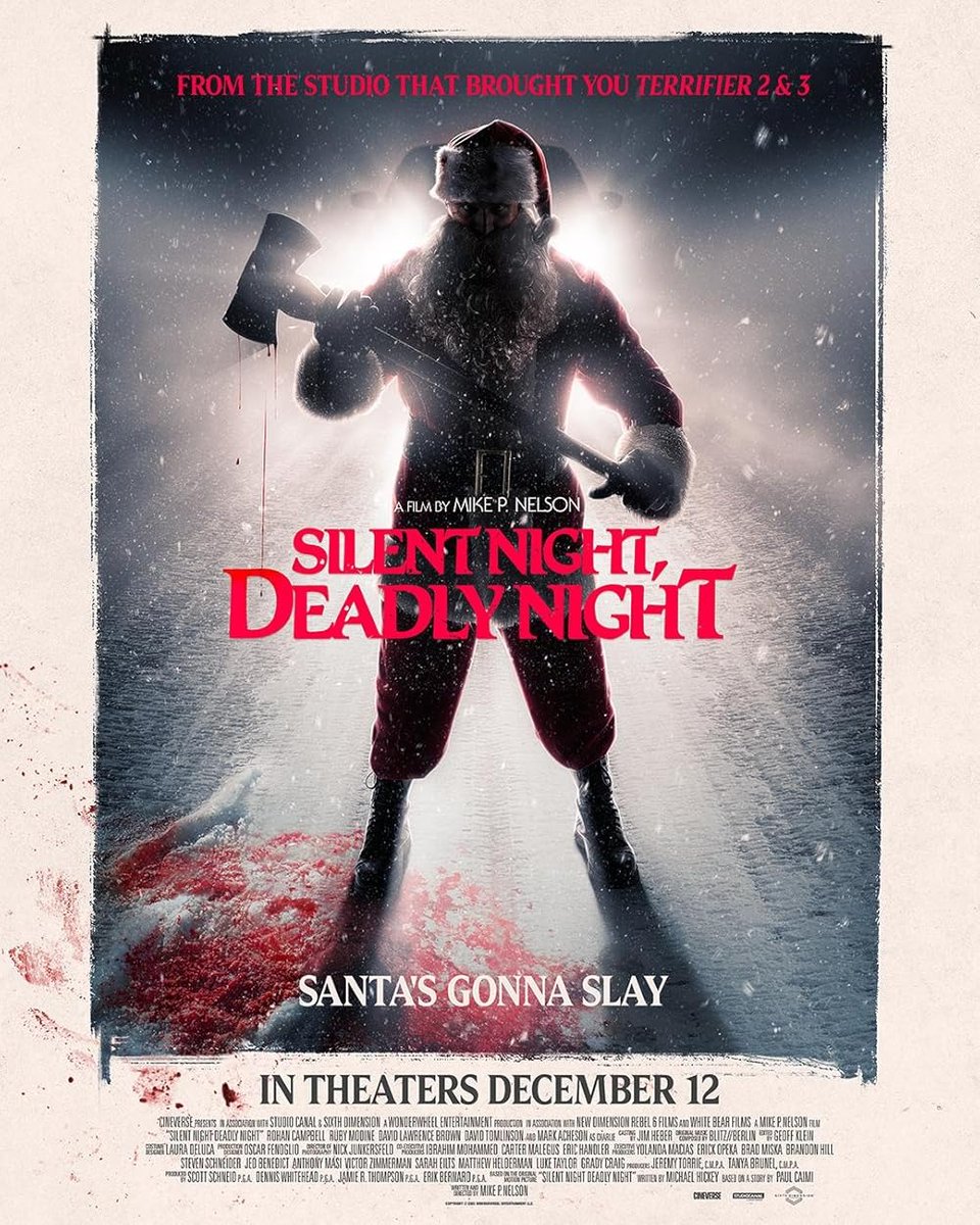 BDisgusting's tweet image. SILENT NIGHT, DEADLY NIGHT.

A twisted new take on the 1980s slasher classic from Cineverse, Bloody Disgusting, and director Mike P. Nelson. Now playing in theaters nationwide.

Get your tickets TONIGHT.

And remember... Santa's always watching...