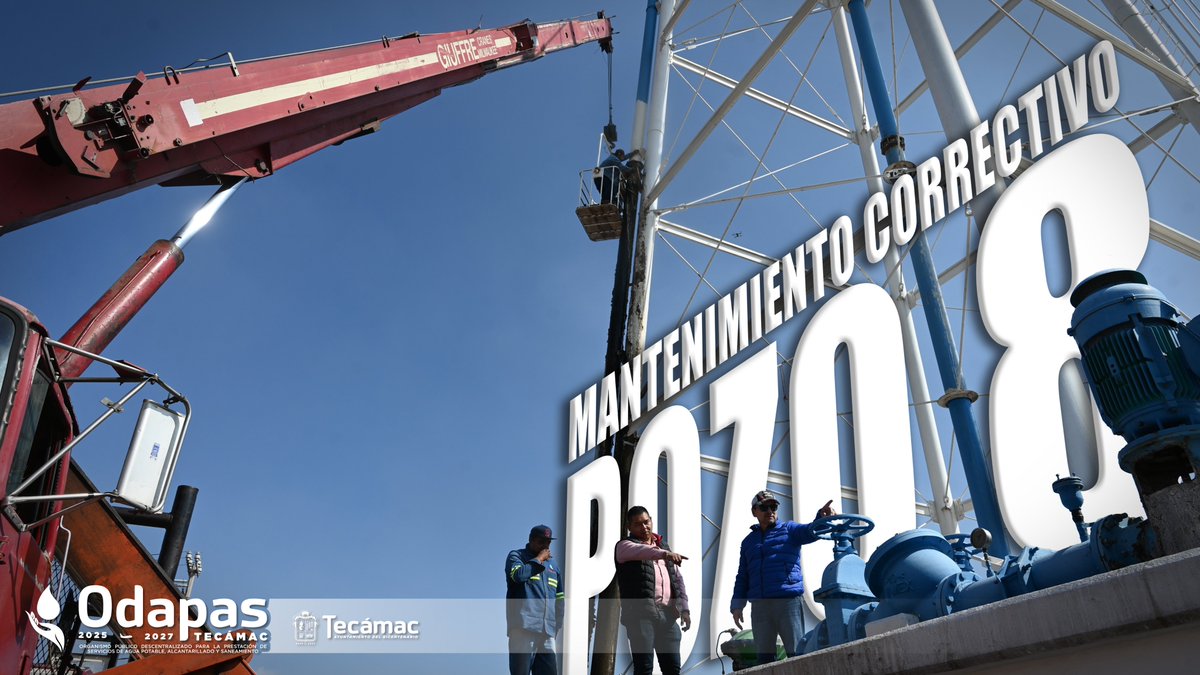 AyuntaTec2025's tweet photo. El equipo operativo de ODAPAS Tecámac realizó mantenimiento correctivo en el Pozo 8 de Jardines, cambiando las ligas de la junta Dresser en la línea de llenado del tanque elevado.

Esta acción eliminó fugas y mejora el aprovechamiento del agua https://t.co/maaRREvgjF