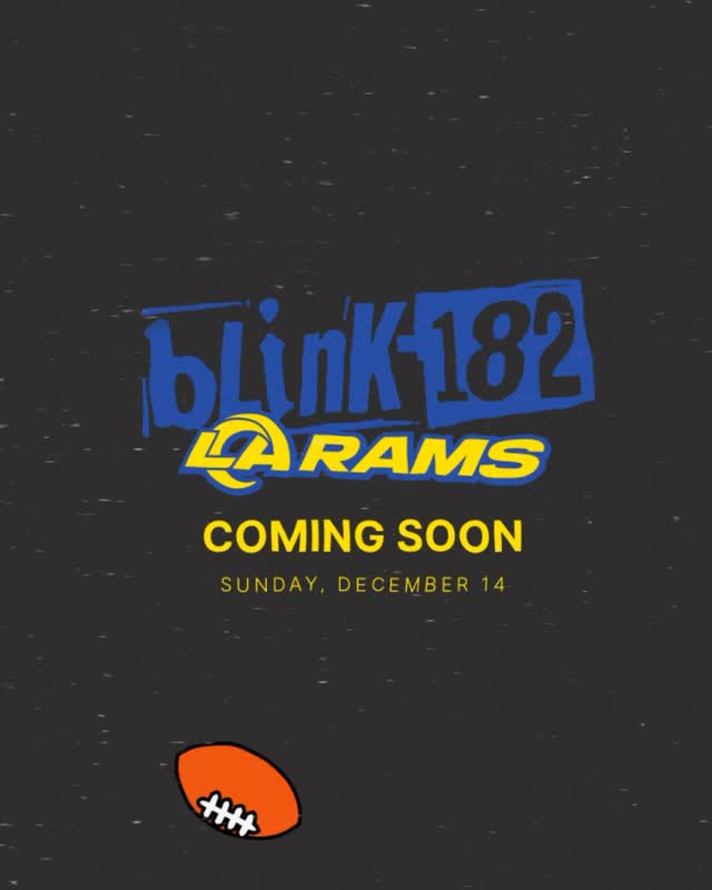blink182py's tweet image. La nueva colaboración de blink-182 con el equipo de fútbol americano "Los Angeles Rams" se lanzará este 14 de diciembre y crecen los rumores de que la banda podría tocar en el medio tiempo de los Rams vs Detroit Lions ya que se estará jugando ese mismo día en el SoFi Stadium.