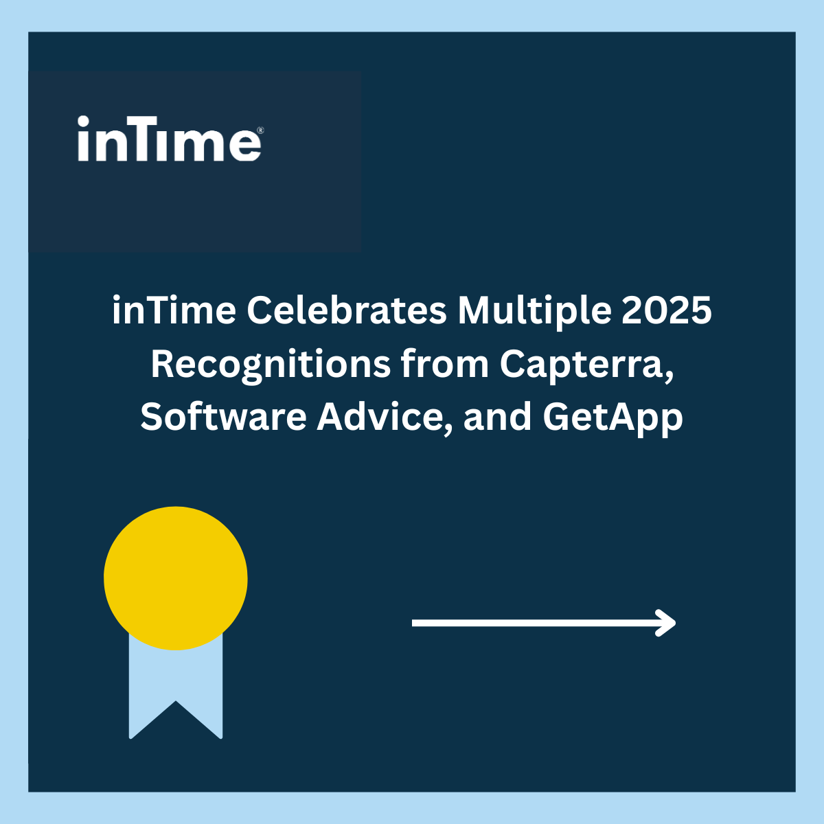 InTime_Soft's tweet photo. 🏆 A mark of excellence! InTime earned multiple 2025 recognitions from Capterra, Software Advice &amp; GetApp for Employee Scheduling. Proud to support public safety agencies with smarter workforce management. 🚓 2025 is just the beginning. https://t.co/WrMhGBv2E9