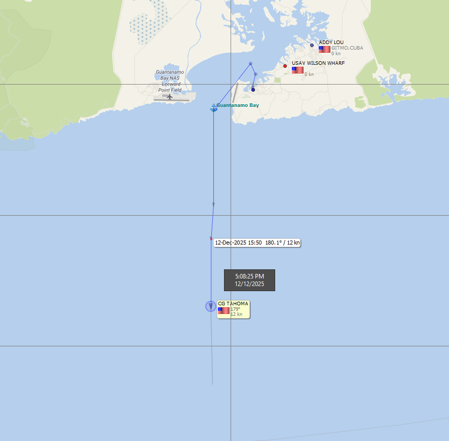 FlconEYES's tweet photo. CG TAHOMA 367288000 - 908

Cutter, servicio de guardacostas de los Estados Unidos, saliendo a esta hora de la Basa Naval Guantánamo hacia el #Caribe Sur.
#VesselAlert #AIS #Maritime #OSINT #12Dec https://t.co/nDcYc4NGGr