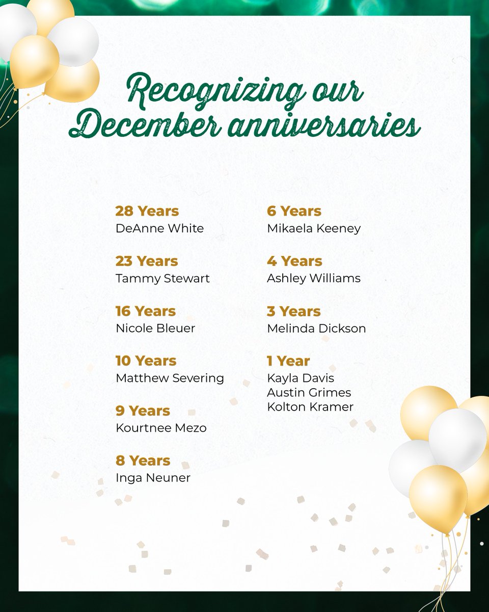 SinnissippiCntr's tweet photo. Every year of service is a milestone of excellence—congrats to our December anniversaries 🫶🏻

#workanniversaries #sinnissippicenters https://t.co/9UFpvcJfRV