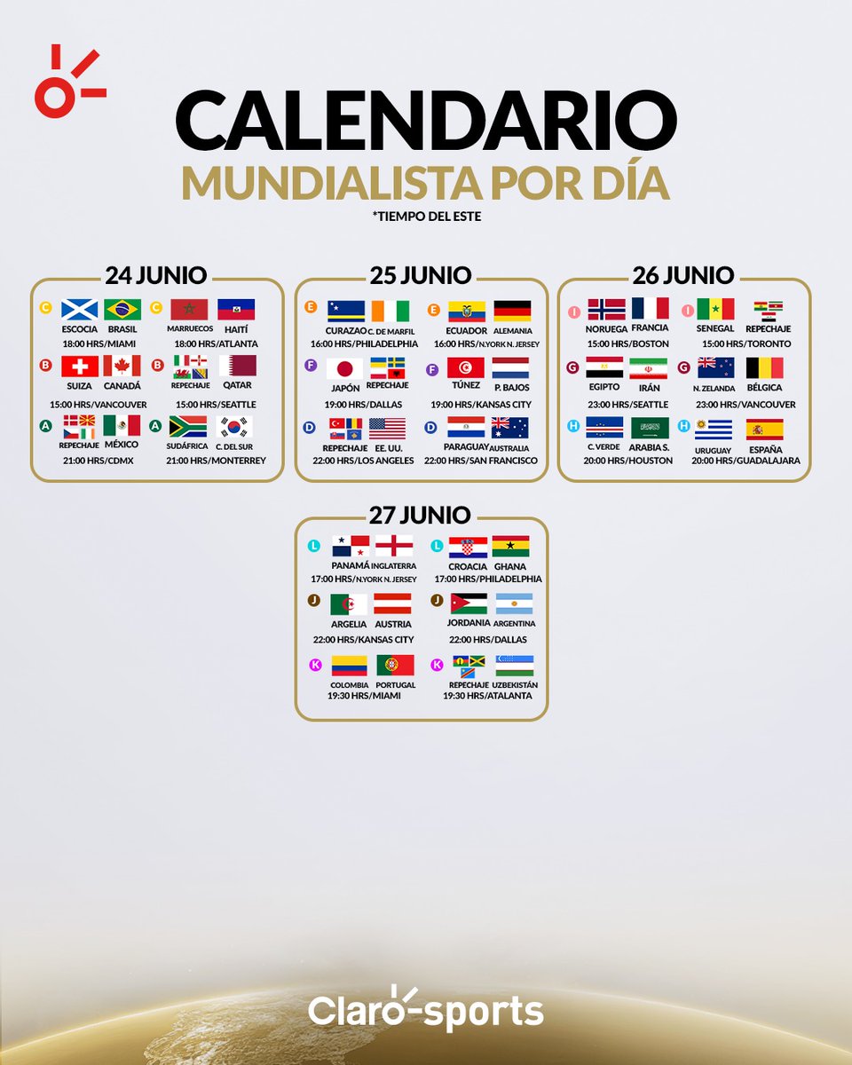 ¡PARA QUE NO SE PIERDAN EL ESPECTÁCULO! 🏆📅🔥

📍 Estas son las fechas, horarios y sedes donde el Mundial 2026 cobrará vida: goles, drama, historia… ¡todo empieza aquí!

🇲🇽🇺🇸🇨🇦 ¿Qué partido tienes marcado desde ya?
