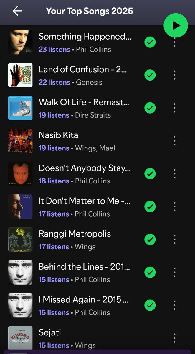 My 2025 has mostly been Phil Collins and Wings

I'm disappointed, Pink Pony Club isn't on the list