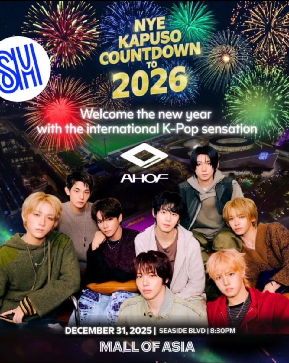 JLGlobalFanbase's tweet photo. [SM MOA OFFICIAL ANNOUNCEMENT]

MOA, get READY! AHOF is charging up your New Year's Eve like never before!⚡️🎉

Catch them live at the Mall of Asia's New Year Countdown to 2026 for a night of world-class performances, electrifying choreography, and beats that will have the whole MOA dancing into the new year!🎤🎶✨

🗓️ December 31, 2025
⏱️ 8:30 PM – 12:00 AM
📍 Seaside Blvd., SM Mall of Asia

#AHOF #아홉
#AHOF_JL #제이엘
@AHOF_official