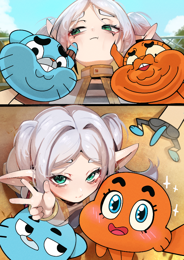 Anxxmanga's tweet photo. This frieren  and Gumball crossover is insane https://t.co/fkRRlmNXzZ