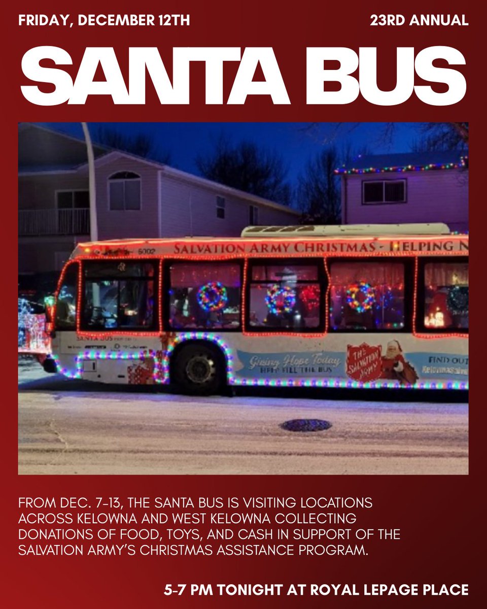 The Santa Bus is stopping by the Warriors game tonight at RLP from 5-7pm 🎅
Food, toy, and cash donations support the Salvation Army’s Christmas Assistance Program.