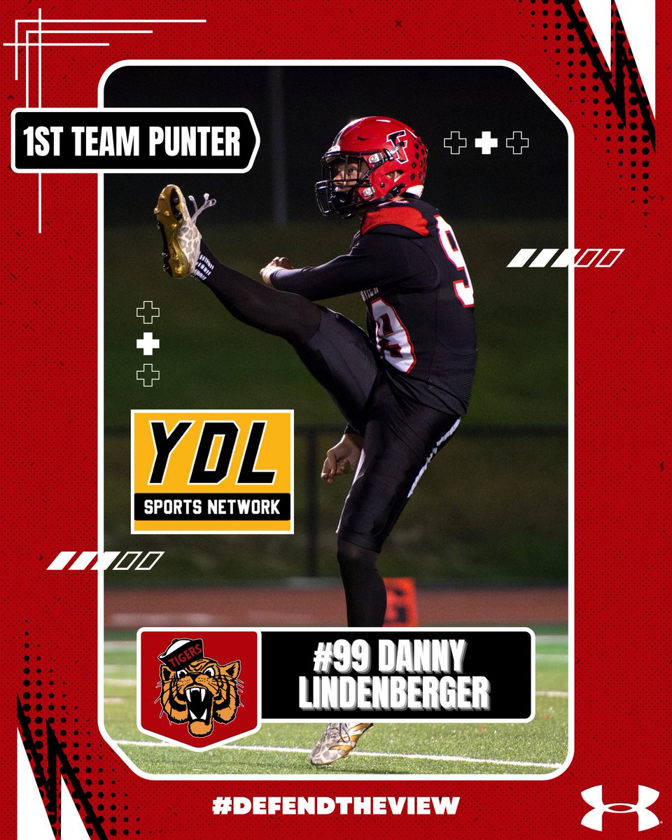 Congrats to our senior punter Danny Lindenberger for being named the YDL Sports Network 1st Team Punter All-Star as part of their 2025 Jim Kelly District 10 All-District Teams! #DefendTheView