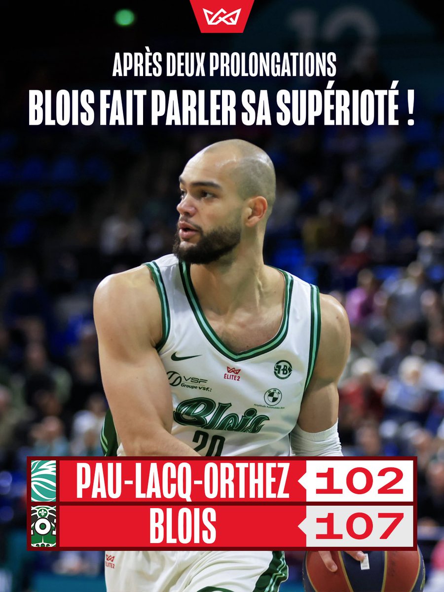 ELITE2_officiel's tweet photo. 𝗔𝗨 𝗕𝗢𝗨𝗧 𝗗𝗨 𝗦𝗨𝗦𝗣𝗘𝗡𝗦 😱

Deux prolongations ! C’est ce qu’il aura fallu à l’ @ADABloisBasket pour ramener un précieux succès de Pau-Lacq-Orthez 🔥

#ELITE2 https://t.co/V4yfdPQW3n