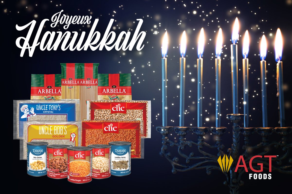 Joyeux Hanukkah ! AGT Foods souhaite à votre famille paix et bonheur en cette saison de fêtes. #hannukah2025