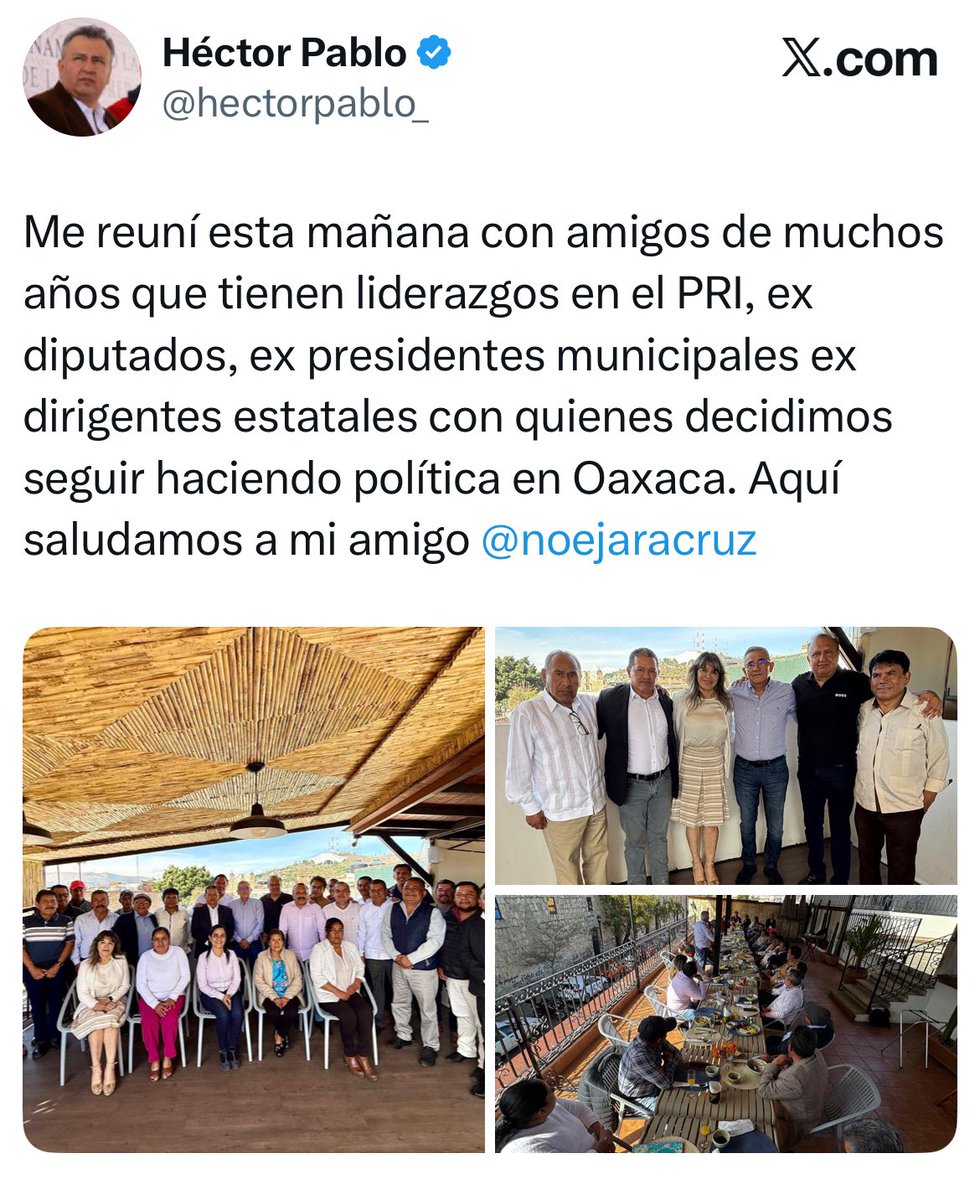 jaimeguerrero08's tweet photo. ⚠️‼️#Extra #Extra‼️⚠️

Ya hubo reacción a la foto de la reunión de @hectorpablo_ con priista. Mas allá de los actores y actoras congregados la realidad es clara: Hay descontento en el @PRIOaxaca_.

El dirigente nacional del PRI, Alejandro Moreno ya le habló a María del Carmen Ricardez, quien administra y se reparte las prerrogativas de ese membrete con sus cómplices. 

@alitomorenoc le cuestionó lo que está pasando en el PRI. En respuesta Ricardez, salió con un comunicado minimizando el hecho y quiso ser obligar a los ahí presentes a dar una conferencia desmintiendo. Nadie le hizo caso debido a su mala conducción.

El otrora “Partidazo” que construyó instituciones del país es una caricatura electoral y más en Oaxacaz Operó presupuestos, elecciones y Poderes del Estado.

Los viejos no dan paso a las nuevas generaciones y los mismos de siempre que están van por las pluris. 

El PRI pasó de ser el partido dominante del siglo XX a convertirse en un actor cuestionado por la corrupción, el autoritarismo y el uso patrimonial del poder. Con el tiempo, esa reputación erosionó la confianza ciudadana incluso antes de su primera derrota presidencial en el año 2000.

Aunque el partido intentó modernizarse, sus estructuras internas permanecieron no transitaron.

Persistieron los mismos actores, prácticas clientelares y decisiones cupulares, frente a una ciudadanía más crítica.