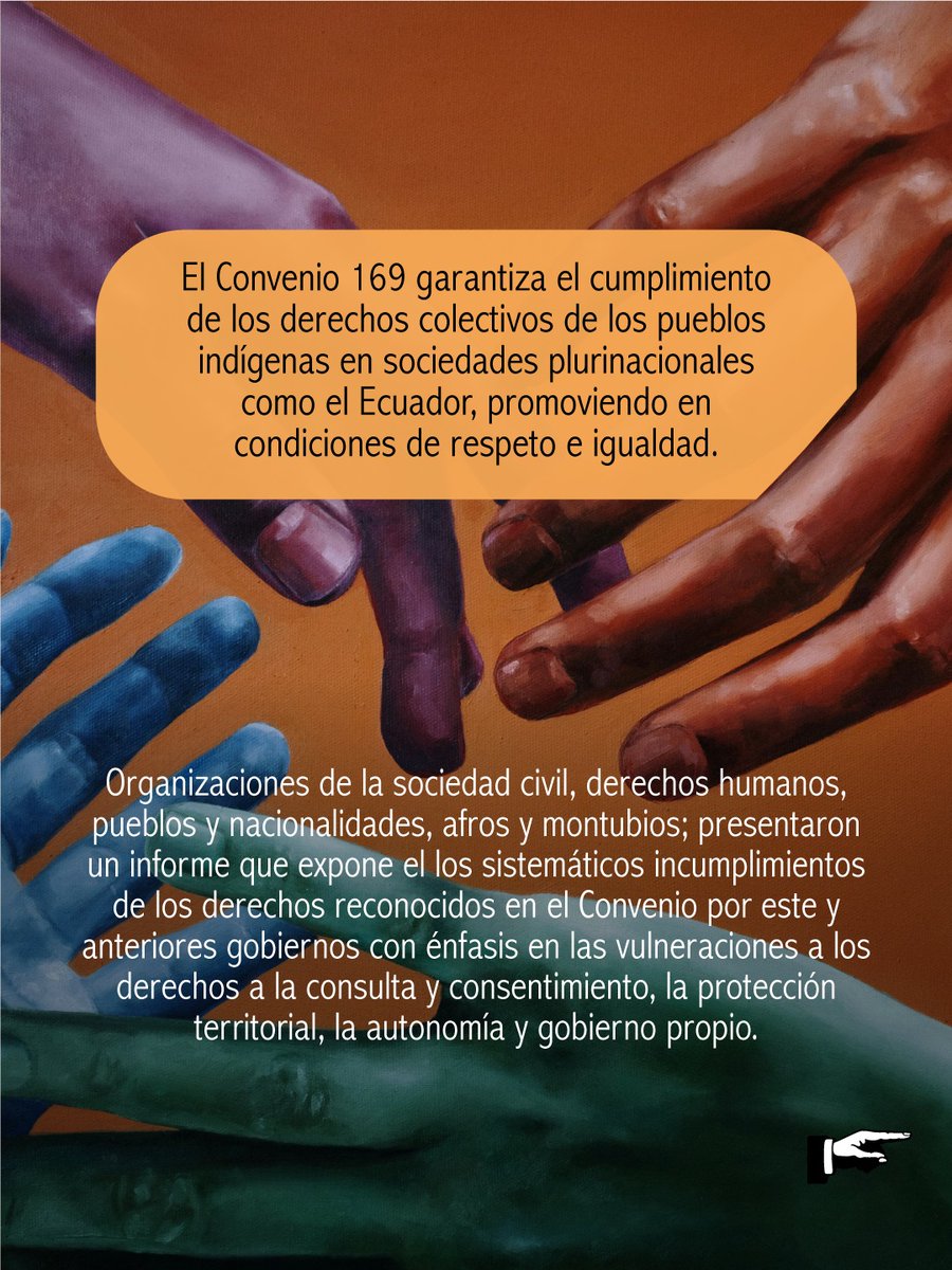 AFrontlines_ES's tweet photo. El Estado ecuatoriano será evaluado por la Organización Internacional del Trabajo - @OITnoticias - por incumplimientos al #Convenio169, el tratado internacional más importante sobre derechos colectivos de los #PueblosIndígenas.

En coalición con organizaciones de la sociedad civil,  de #DDHH y de pueblos y nacionalidades indígenas, afroecuatorianos y montubias, presentamos un informe que denuncia violaciones a derechos colectivos como la consulta previa, libre e informada, de protección territorial y autonomía, en un contexto de represión y criminalización.

Esperamos que la OIT examine los actos y omisiones que ha cometido el Estado ecuatoriano y establezca las recomendaciones necesarias para que cesen las vulneraciones a los derechos.

@prensaceosl @CentroTrabajoEc @DDHH_Alianza @AFrontlines @amazonwatch @CEDENMA @inredh @AcEcologica @AlianzaCeibo @pakkiru_org @WaoResistencia @NSiekopai @cobnaep @foazuay93

Conoce más 🔗👇
https://t.co/ufxV84tQ76
