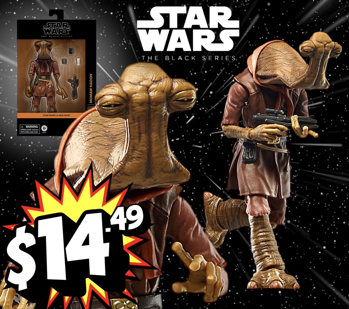 ToyWanderer's tweet photo. ⚡️AMAZON⚡️DEALS⚡️
💥58% OFF
Star Wars Black Series
(Star Wars: A New Hope)
Momaw Nadon
💥 ~ $14.49 ~ 💥
https://t.co/wa6hlER3dw
#ad #starwars #starwarsblackseries #swbs #actionfigures #actionfiguredeals https://t.co/tWDkjH6NRw