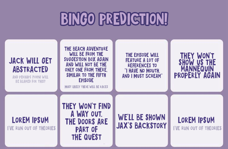 julia_fox12's tweet photo. A new episode of Digital Circus is coming out soon, and that's a reason to remember how I... Accidentally predicted some moments from previous episodes and read my predictions for the new episode!
#TADCEp7 #TheAmazingDigitalCricus https://t.co/wPEfz7qVZU
