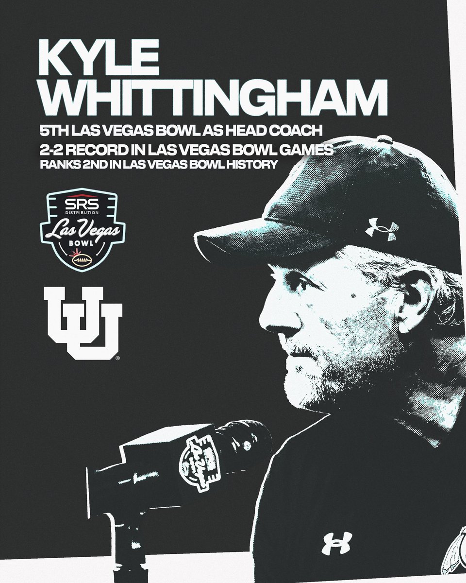LasVegasBowl's tweet image. Kyle Whittingham will coach his final game as the @Utah_Football head coach at the 2025 SRS Distribution Las Vegas Bowl. 👏

This marks his fifth appearance in the Las Vegas Bowl, where he holds a 2-2 record.

#LVBowl | #GoUtes | #BowlSeason