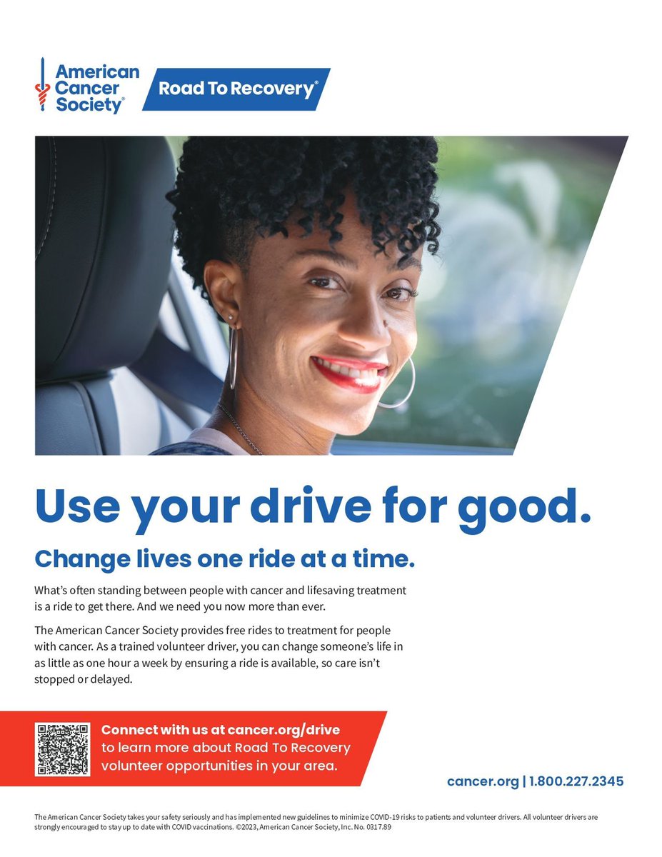 🚗 The American Cancer Society is looking for volunteer drivers in Burlingame to help cancer patients get toappointments.

Drivers must be 18–84, have a valid license, safe driving record, reliable vehicle, and complete ACS training.

Learn more: buff.ly/9QH70E2