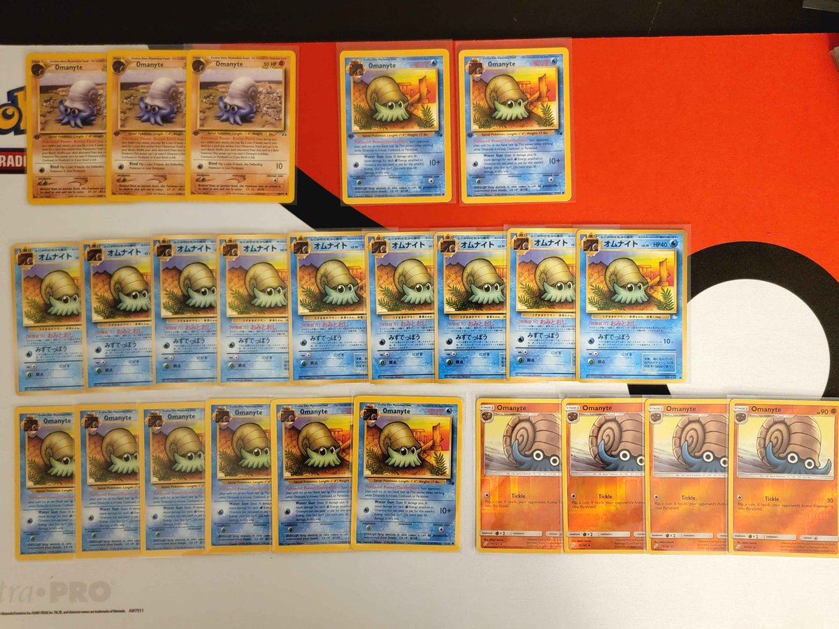 OmanyteLord's tweet photo. New Additions to the #Omanyte family!

2 1st Edition Fossil
3 1st Edition Neo
9 Japanese Fossil
6 Unlimited Fossil
4 Team Up Reverse Holos

As the #fossilwars rage on I continue to fight for #LordHelix! https://t.co/7OrPABupAK