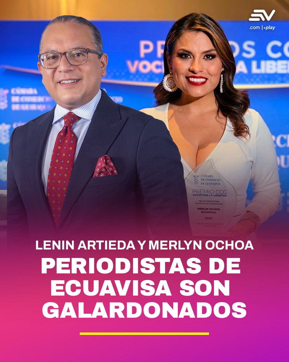 🏅Merlyn Ochoa y Lenin Artieda fueron reconocidos por su trayectoria y aporte al periodismo nacional durante la gala organizada por la Cámara de Comercio de Guayaquil. 💻bit.ly/44XKSKN