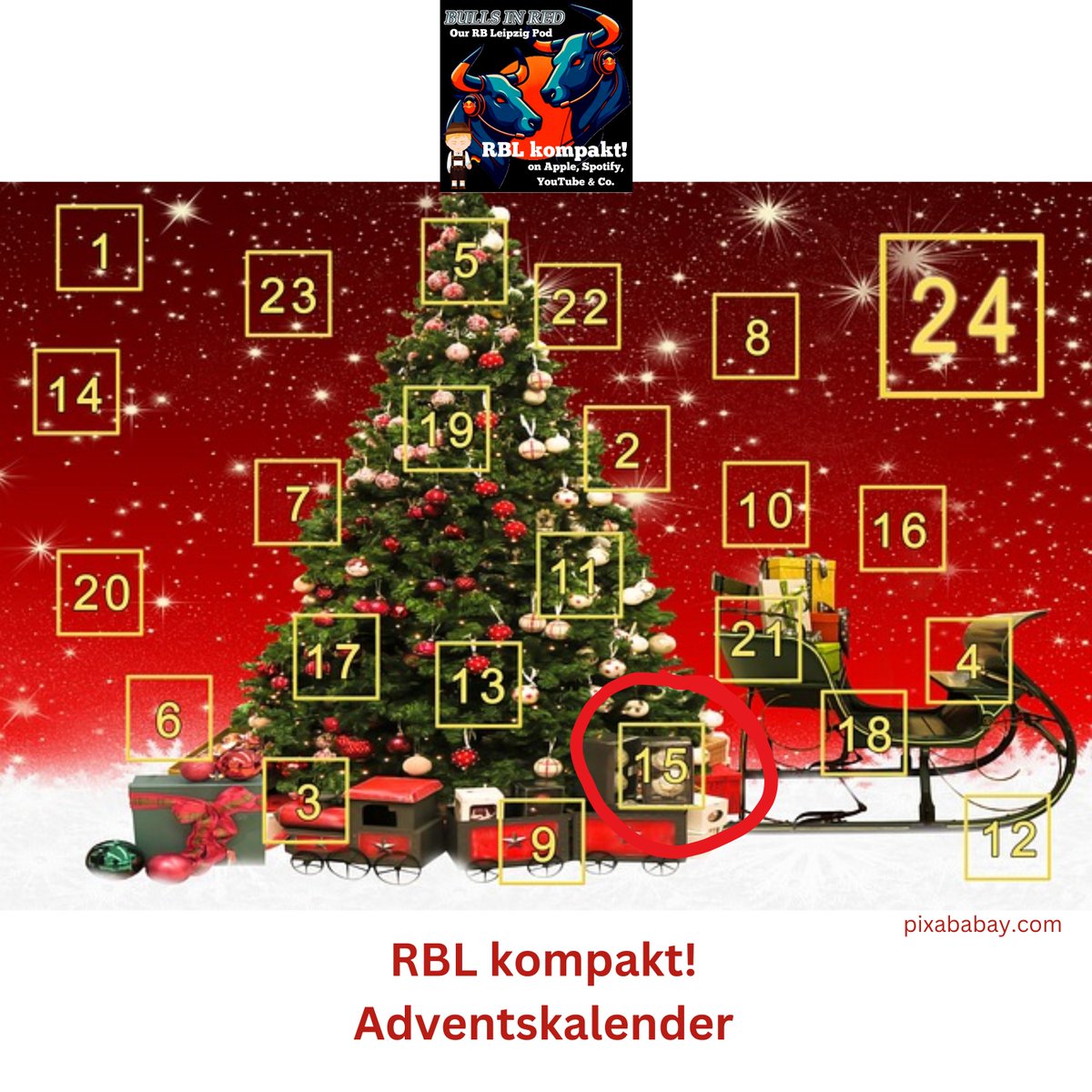 podcast_RBL's tweet photo. Jeden Tag bis Weihnachten werfen Richard & Mario einen kleinen Blick auf #RBLeipzig. Was verbirgt sich hinter der heutigen Tür?
#RBLkompakt #RBL #Advent #Adventskalender2025 #dierotenbullen @rb_fans
Apple, Spotify & Co. https://t.co/x5joJBtmdn
https://t.co/qll33geqsT https://t.co/tSM5H4O93y