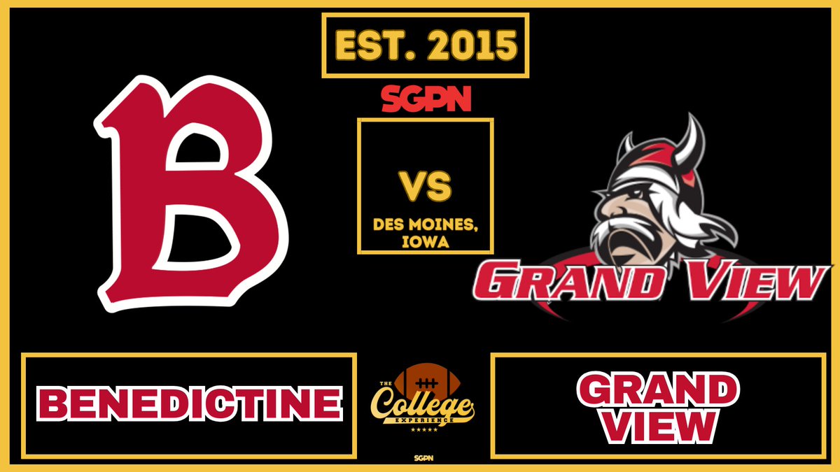 TCEonSGPN's tweet photo. We got a big one in the #NAIA ranks tomorrow with Benedictine heading to Grand View in a Border Battle matchup. Winner is heading to the natty.
Who you got and score prediction?
#GrandView #Benedictine #CollegeFootball #CFB https://t.co/9v2ySShSoL