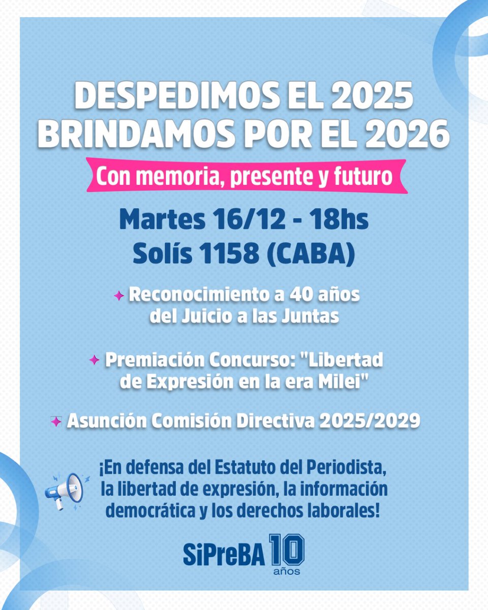 💪 ACTO DE FIN DE AÑO PARA ENFRENTAR LO QUE SE VIENE

En la previa de la movilización a Plaza de Mayo, convocamos a un acto en nuestra sede: con memoria, por la lucha urgente de este presente y para seguir construyendo por lo que nos falta.

📌 Martes 16/12 | 18hs  |Solís 1158 ⬇️