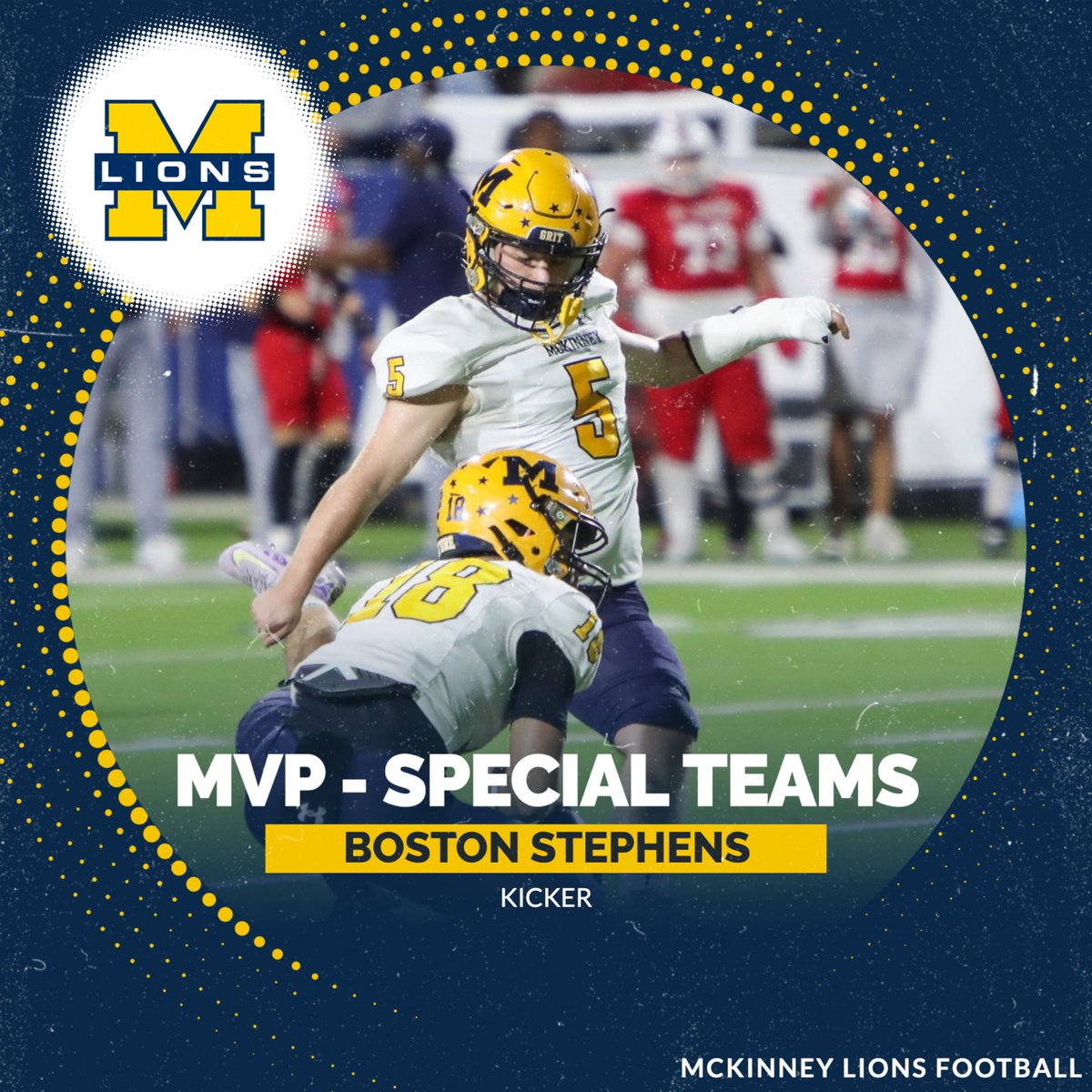 CoachLeonardTX's tweet image. Congrats to Boston Stephens (@Boston_Stephens) for earning McKinney Football’s 2025 Special Teams MVP Award!

Boston broke the all-time school record for most made field goals in a career, and he has another year ahead of him!

#COE
#GRIT
#GoldStandard