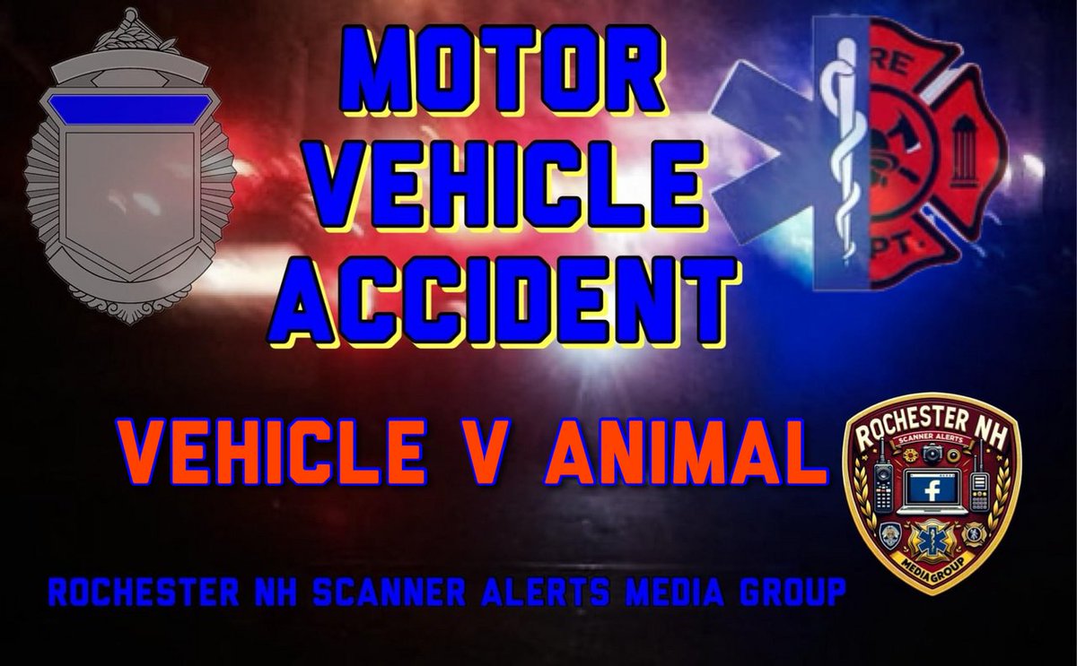 Rochnhscanner's tweet image. Wakefield, NH *MOTOR VEHICLE ACCIDENT - VEHICLE VS ANIMAL*   Wakefield Rd &amp;amp; High St, Wakefield, NH 03872, USA - No injuries just damage to the vehicle - 12/12/2025 18:11:49  

25-16300-MVA
 #WakefieldAccident #MotorVehicleIncident #AnimalCollision #LocalNews #EmergencyAlerts