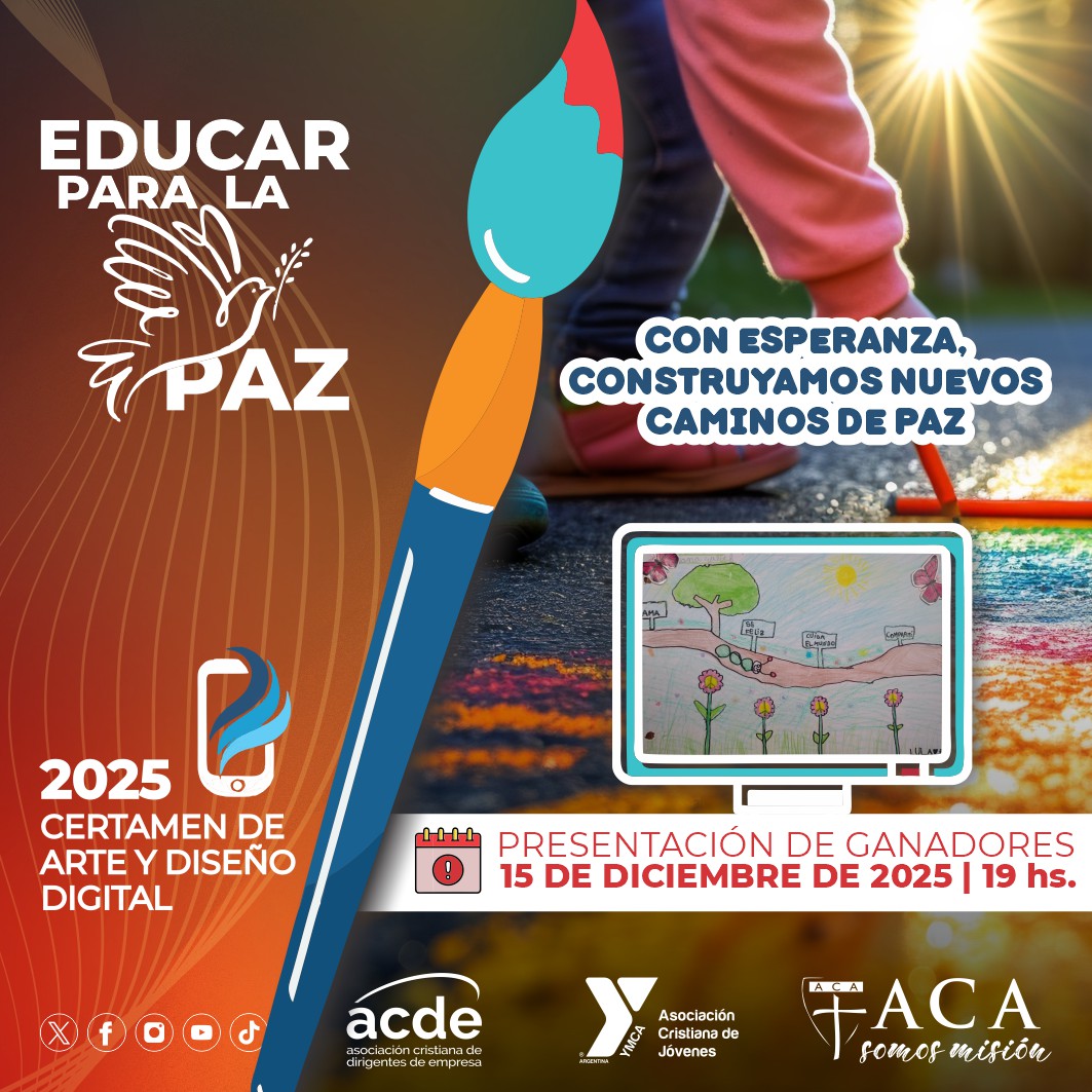 accion_catolica's tweet photo. 🏆🥇 GALA DE PREMIADOS POR LA PAZ

🙌 ¡Te invitamos a la presentación oficial de los trabajos ganadores del Certamen de Arte y Diseño Digital “Educar para la Paz” – Edición 2025!

🗓️ 15/12 🕢 19 hs.

📲 En vivo 👉 https://t.co/315EWgwll8

#EducarParaLaPaz #Arte #Educación #Paz https://t.co/kPsJy9Bs9p