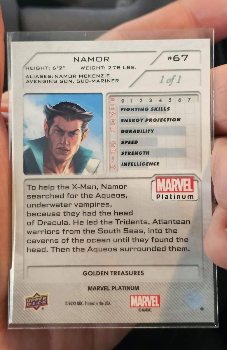 RedNailsII's tweet image. Some Big hits still coming out of @UpperDeckEnt   @MarvelComicsHQ Platinum....Namor 1/1 .@CardPurchaser