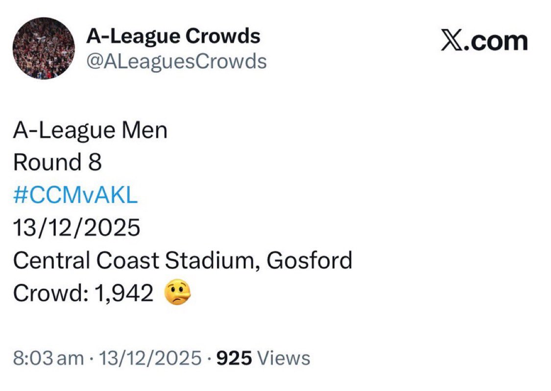 smfcmike's tweet photo. MIKE’S MATE 🗣️
“Gee…looked about half of that.”
#DeathToTheAleagues💀 #ALM
#AustraliaCup #ALeague #ALW
#WhereJournosIgnoreTheTruth✍️
#WhereTransferSystemsDontExist🔁
#WhereSelloutsComeToTheFore🤦♂️
#WhereClosedLeaguesAreUnique
#WhereSelfInterestComesFirst🤫
#WhereExcusesReplaceLogic🤯