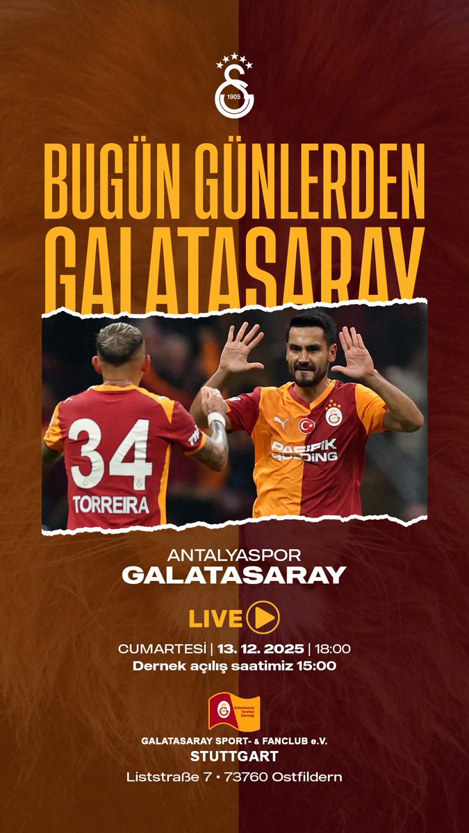 Bugün Günlerden GALATASARAY 💛❤️

<a href="/TayfunBozkus/">Tayfun BOZKUŞ</a> 
<a href="/GalatasaraySK/">Galatasaray SK</a>