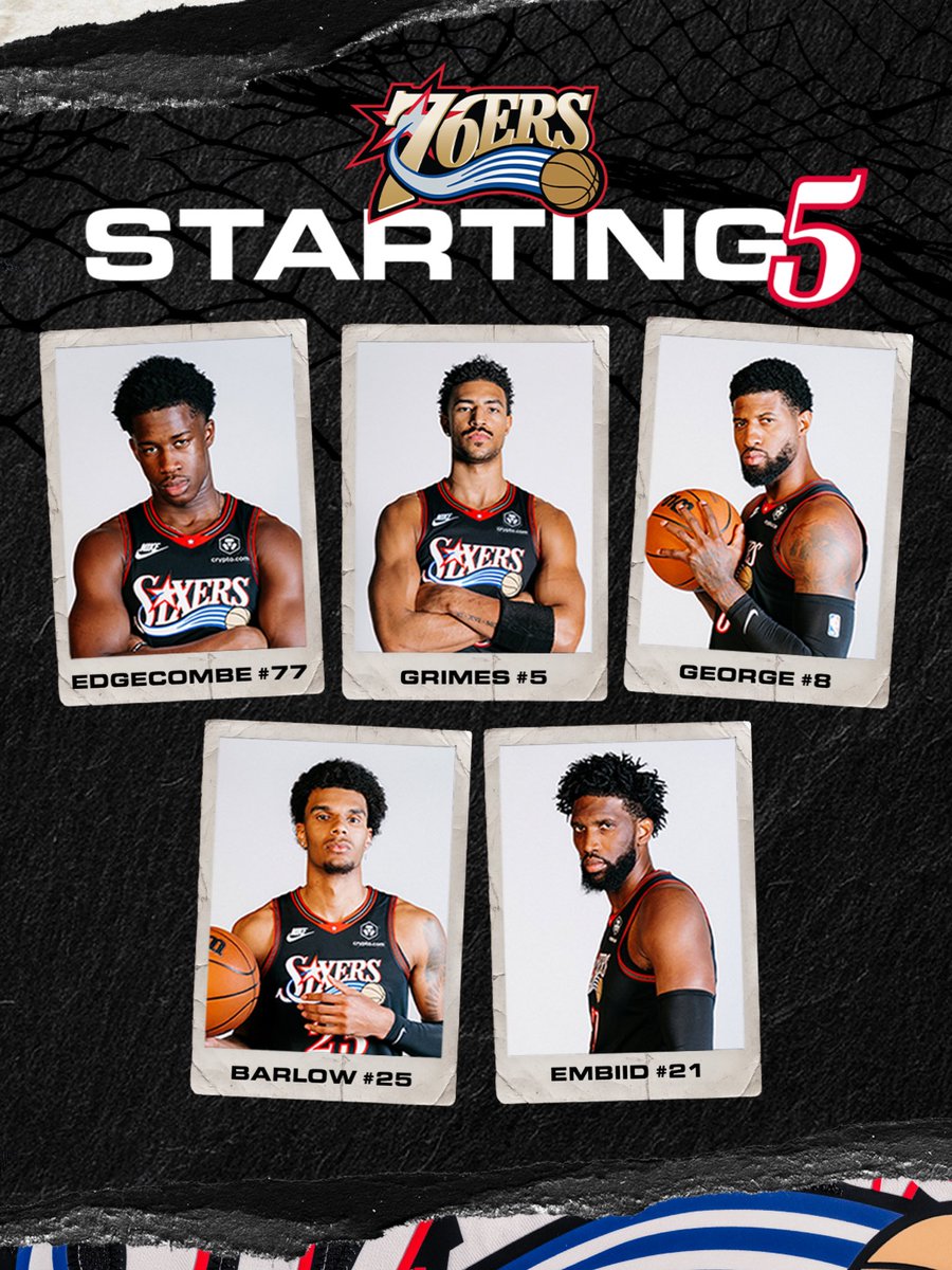 tonight’s starters:
🔔 @vj_edgecombe
🔔 @qdotgrimes
🔔 @Yg_Trece
🔔 @Dominickbarlow_
🔔 @JoelEmbiid