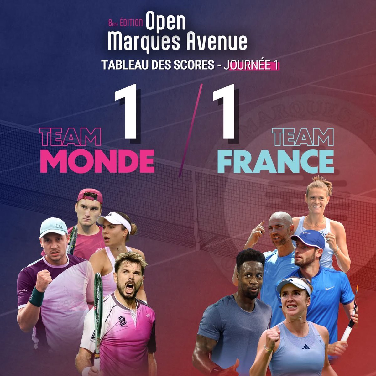OpenTCBDP's tweet photo. On clôture cette première journée avec une égalité parfaite entre la Team Monde et la Team France ! Rendez-vous demain pour la suite 🔥 Préparez vous à vivre une journée exceptionnelle !! https://t.co/LLEwG0CQ7b
