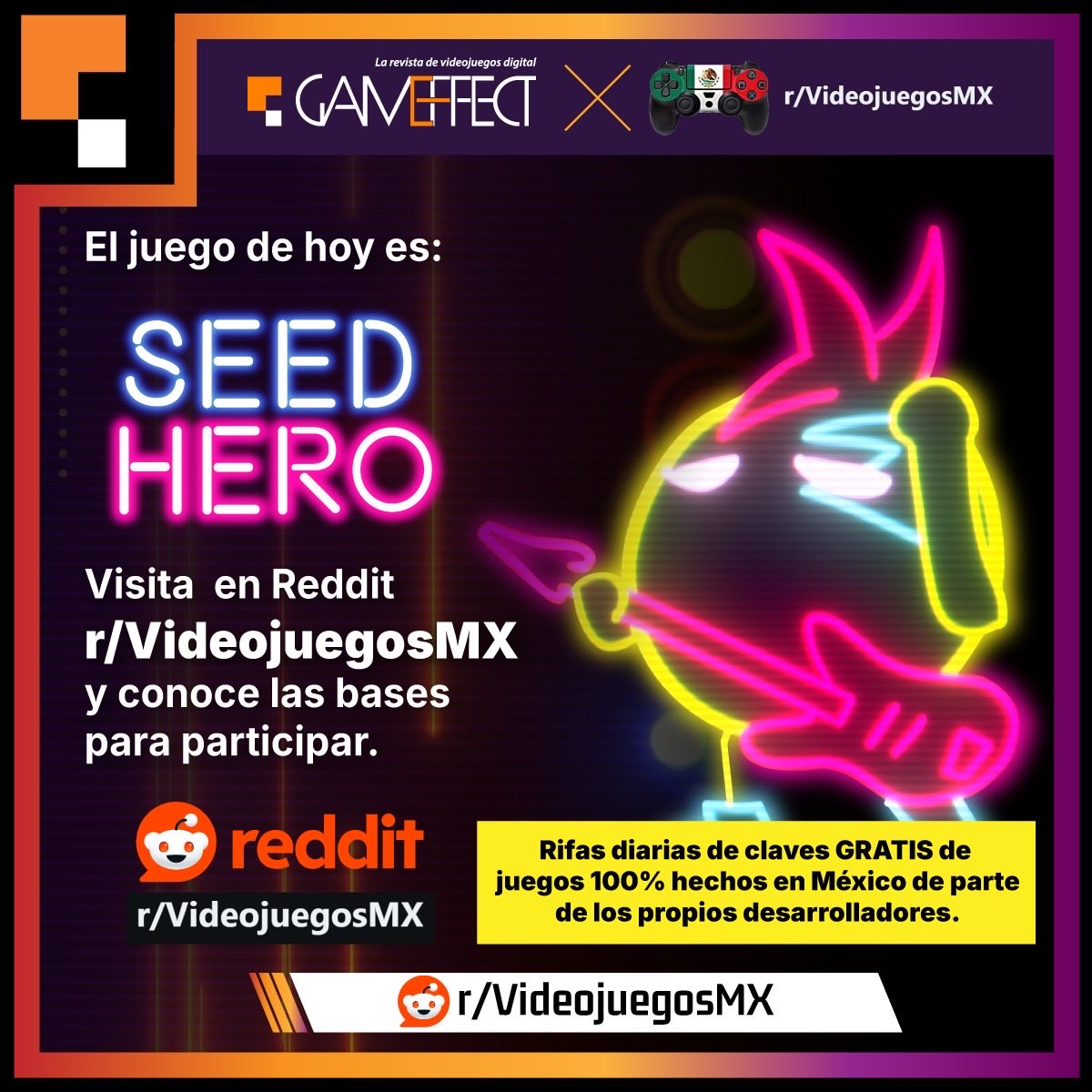 Videojuegos_MEX's tweet photo. Sorteo Decembrino de Juegos Mexicanos #12 - SeedHero, de  @OniricMob 
! Obtén Acceso Anticipado ¡

Comenta en Reddit para participar:
https://t.co/B53RSn27Lw

Gracias a @GameEffectMx y VideojuegosMEX

#Mexico #videojuegosMexico https://t.co/GlMMFYq22w