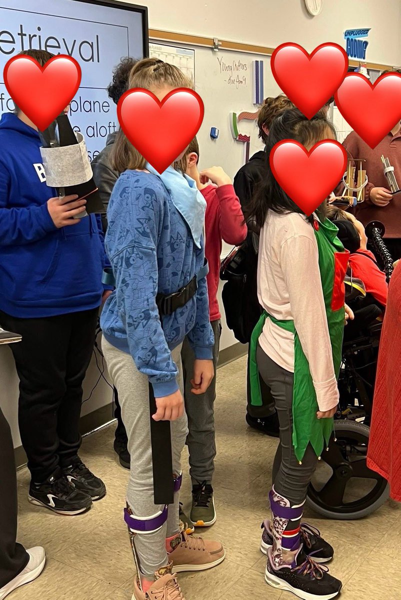 AmberBHaven's tweet image. #pltw design and modeling unit had me tearing up today. 🥹 
I asked the students who wear AFOs to come judge the STEM students’ AFO builds. 
Presenters showed pride, but the real kids beaming were the judges. 😍
1 STEM student posed his brother who brought his real AFO to show