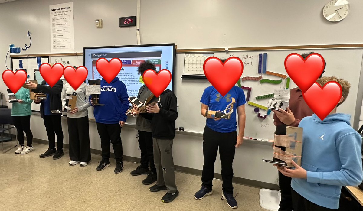 AmberBHaven's tweet image. #pltw design and modeling unit had me tearing up today. 🥹 
I asked the students who wear AFOs to come judge the STEM students’ AFO builds. 
Presenters showed pride, but the real kids beaming were the judges. 😍
1 STEM student posed his brother who brought his real AFO to show