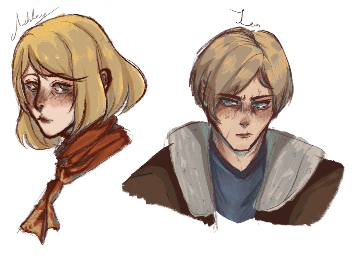 chasing_coffins's tweet photo. Some warm ups 2 get back in2 art #ResidentEvil #ResidentEvil4Remake #AshleyGraham #LeonKennedy https://t.co/sOJOVfzA5v