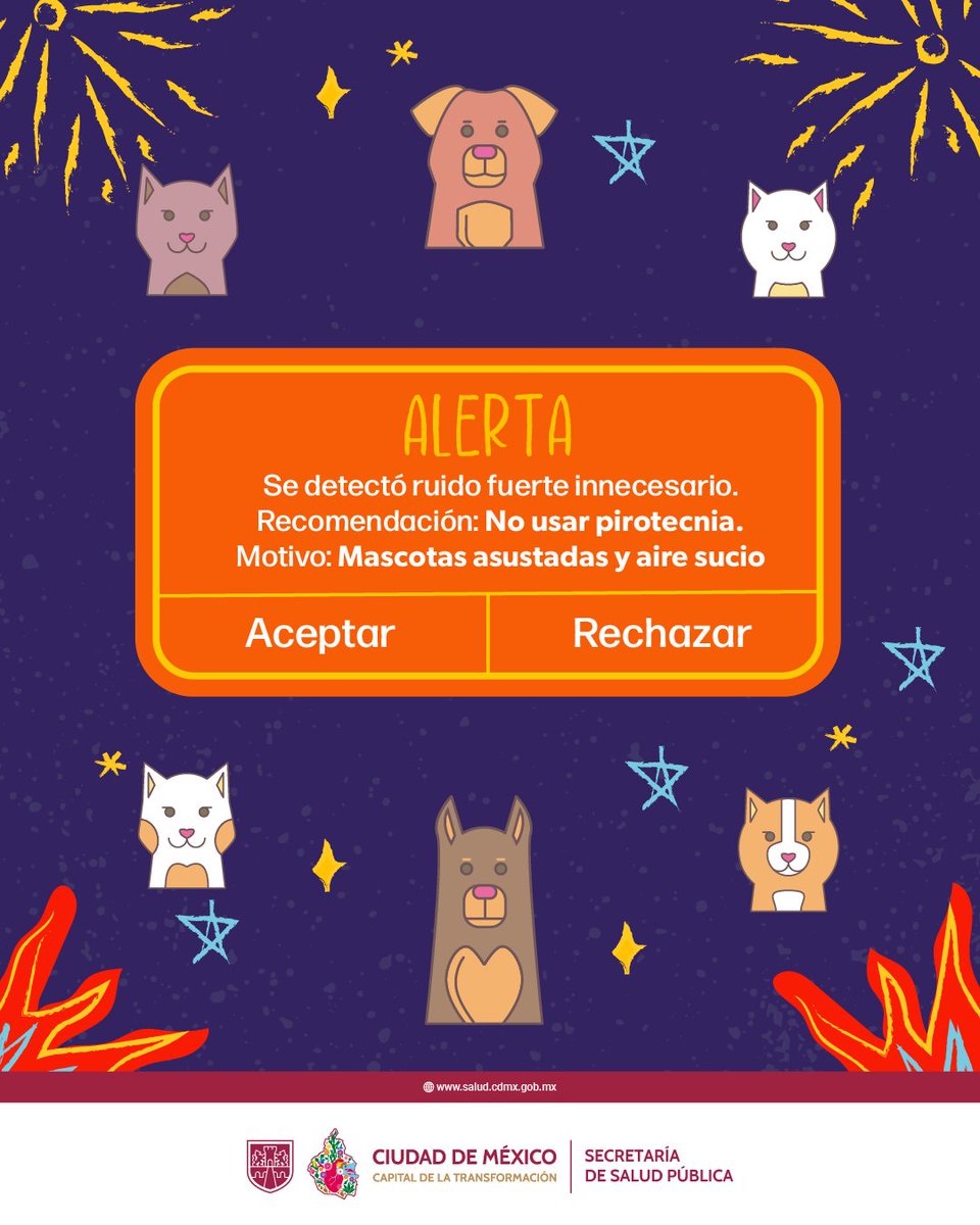 SSaludCdMx's tweet photo. Evitar la pirotecnia hace que las celebraciones sean más seguras y agradables para todas las personas. ✨

Reducimos el ruido excesivo, prevenimos incidentes y permitimos que más gente disfrute las fiestas sin molestias innecesarias.

Pequeñas decisiones pueden mejorar el ambiente de estas fechas para todos. 💛🎄

#SinPirotecnia #FiestasTranquilas #CelebraSeguro #BuenAmbiente #CelebracionesResponsables