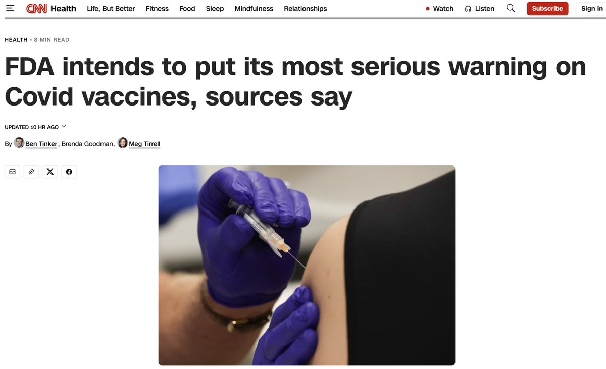 gutresolution's tweet image. How it started: Covid vaccines are "safe and effective". 

How it's going: FDA intends to put its most serious warning on Covid vaccines
cnn.com/2025/12/12/hea…