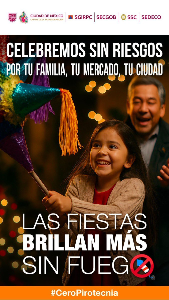 GobCDMX's tweet photo. ✨Las fiestas decembrinas se disfrutan más con #CeroPirotecnia. 🚫💥

👨‍👩‍👦‍👦🫀 Esta temporada disfruta de las reuniones familiares sin exponer tu integridad y la de tu familia, evita el uso de pirotecnia y celebra sin riesgos innecesarios. 😉 

#LaPrevenciónEsNuestraFuerza 🏙️ https://t.co/T4NgJjryAT