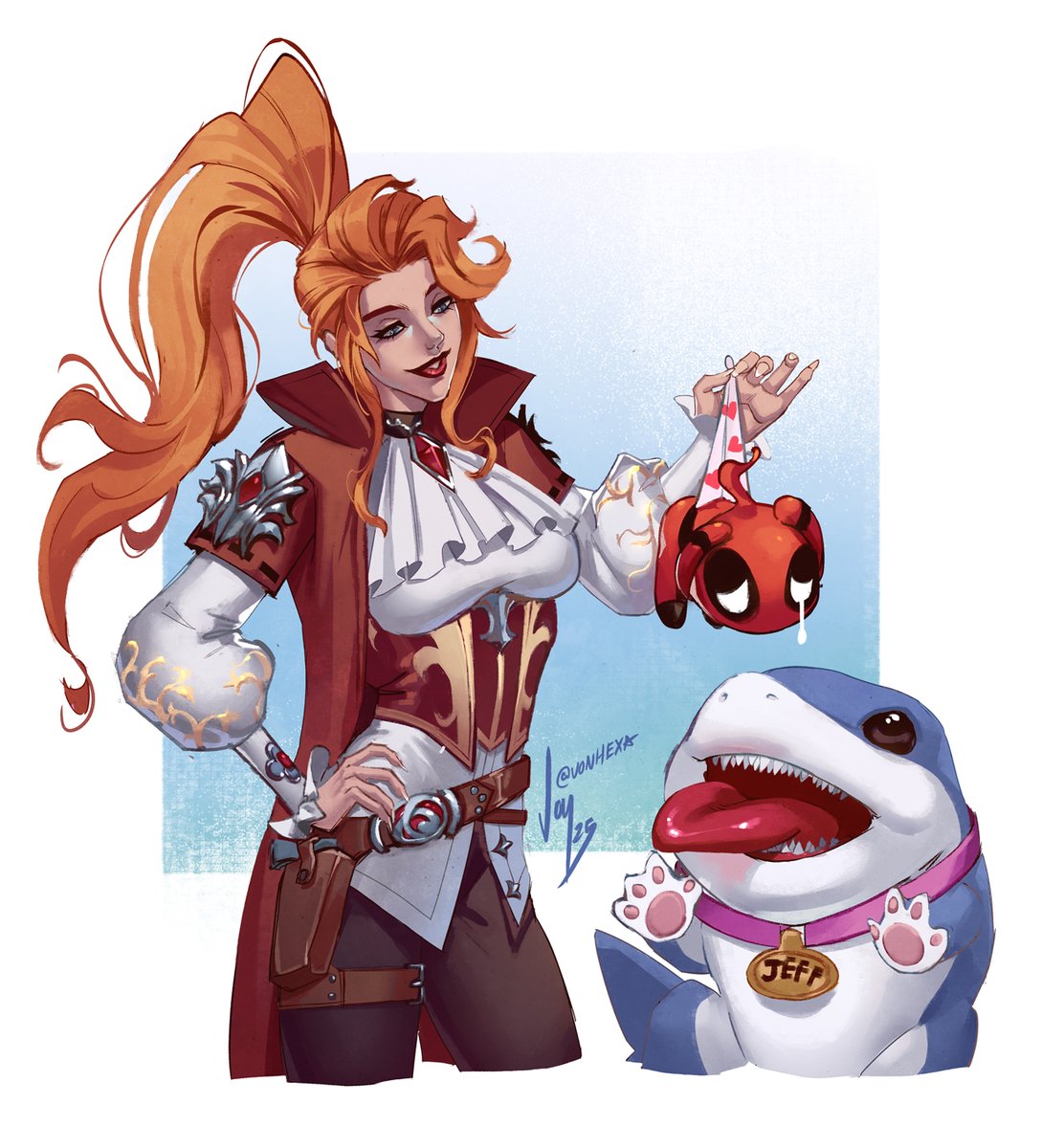 VONHEXA's tweet image. How Jeff the Land Shark got his accessory  

I know everyone is hyped for Deadpool, but I am team Elsa Bloodstone!  

#MarvelRivals #MarvelRivalsDeadpool #MarvelRivalsPartners #marvelrivalsfanart