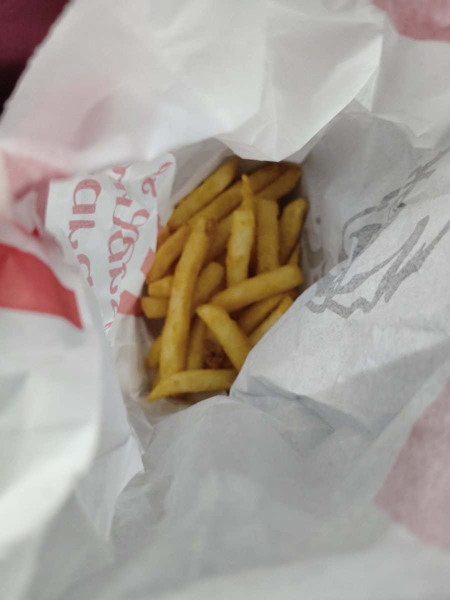 ElbarquilloTM's tweet photo. que pasó ahí tío  @KFC_MEXICO  entiendo que de la foto varía un poco pero no se pasen, bien pocas papas me mandaron y la hamburguesa bien chiquita y con casi nada https://t.co/fXlPii43Lq