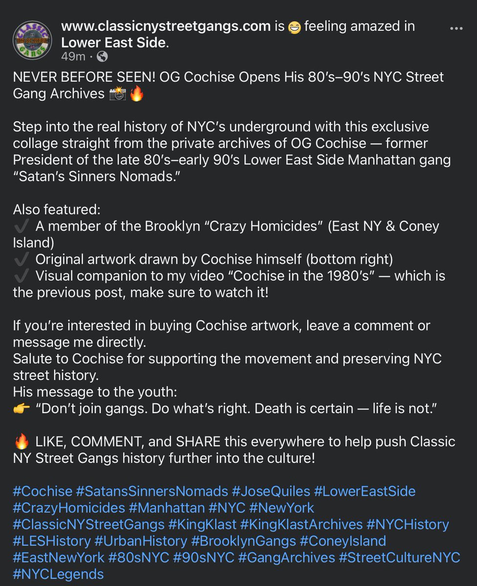 kingklast's tweet image. NEVER BEFORE SEEN! OG Cochise Opens His 80’s–90’s NYC Street Gang Archives 📸🔥

#Cochise #SatansSinnersNomads #JoseQuiles #LowerEastSide #CrazyHomicides #Manhattan #NYC #NewYork #ClassicNYStreetGangs #KingKlast #KingKlastArchives #NYCHistory #LESHistory #UrbanHistory