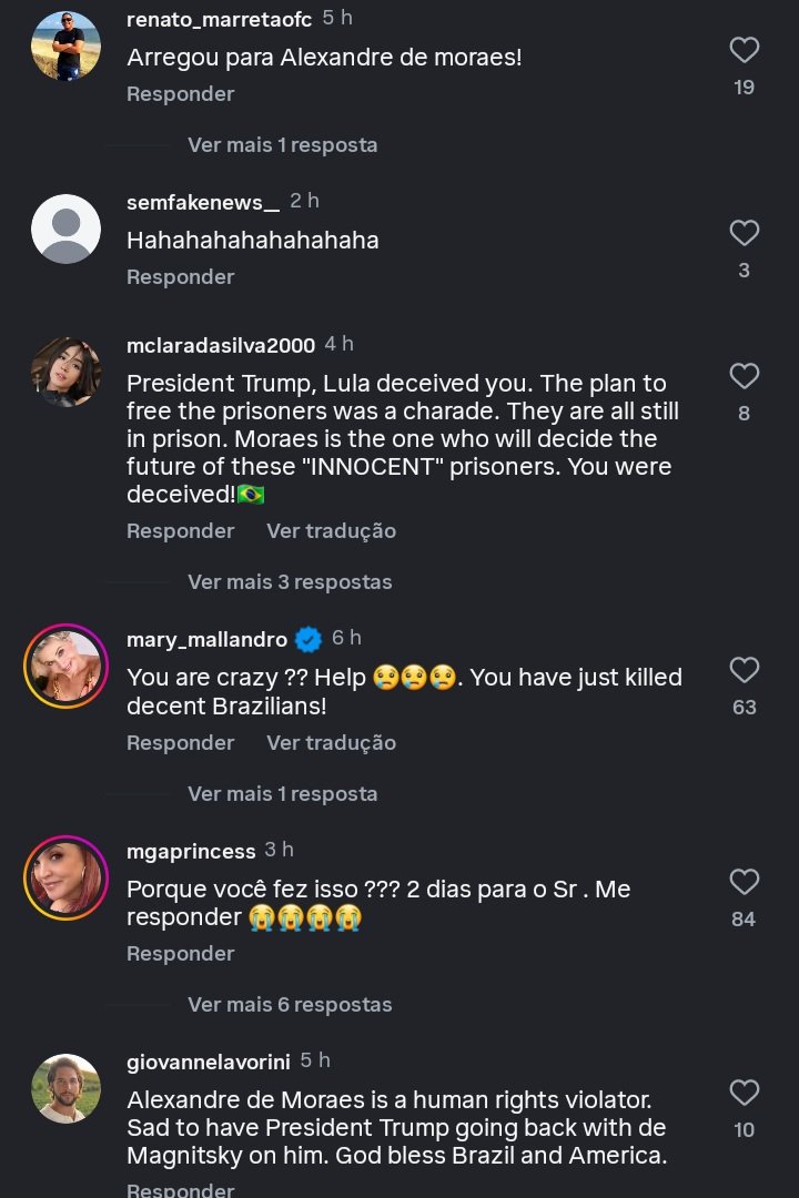 JFreiress_'s tweet image. Se você quer se divertir, vá à última postagem do Trump no Instagram e veja os comentários dos bolsonaristas chorando porque o Trump tirou a LeiMagnitsky contra o Alexandre de Moraes. O Trump deve estar muito preocupado porque o emanuelfelipeofc deixou de segui-lo.