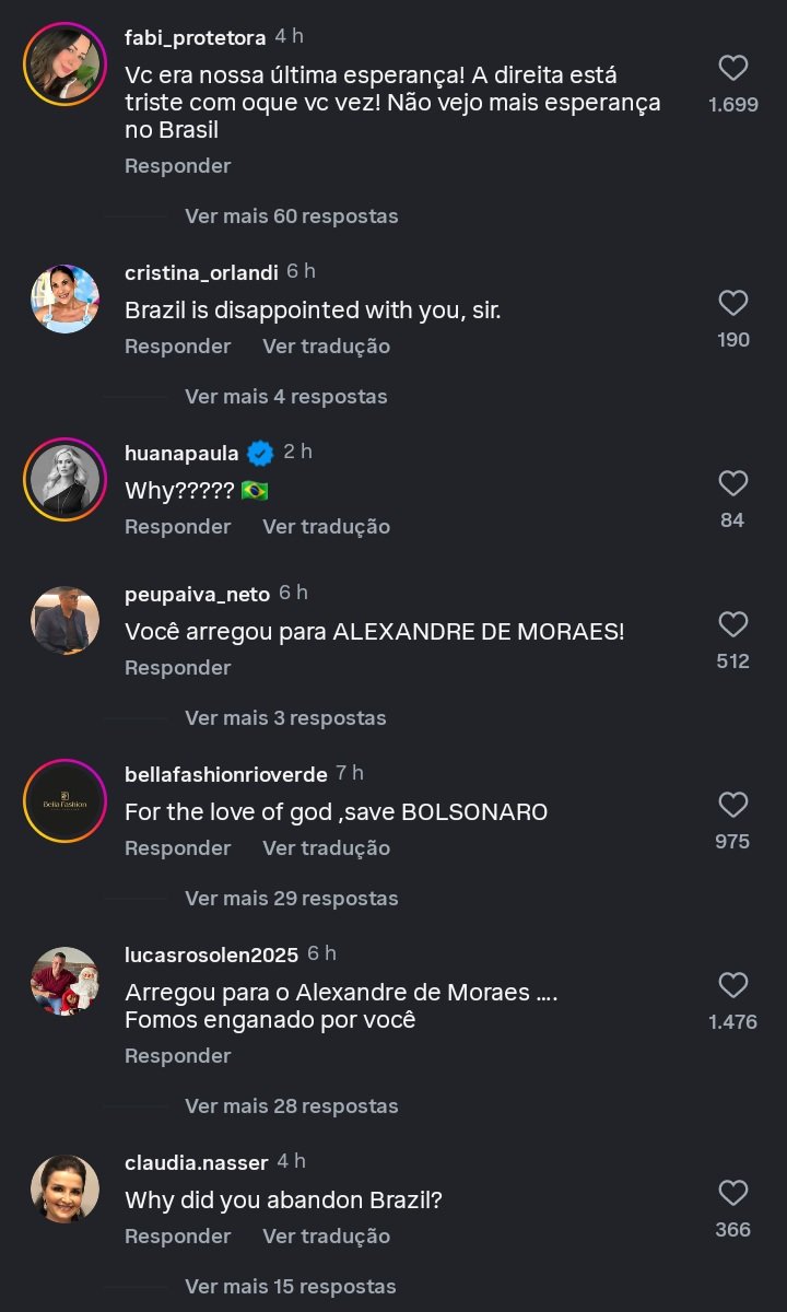JFreiress_'s tweet image. Se você quer se divertir, vá à última postagem do Trump no Instagram e veja os comentários dos bolsonaristas chorando porque o Trump tirou a LeiMagnitsky contra o Alexandre de Moraes. O Trump deve estar muito preocupado porque o emanuelfelipeofc deixou de segui-lo.