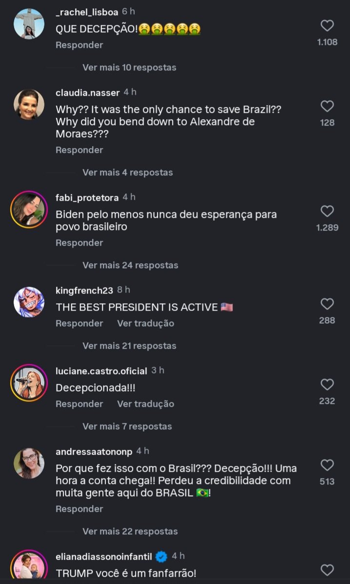 JFreiress_'s tweet image. Se você quer se divertir, vá à última postagem do Trump no Instagram e veja os comentários dos bolsonaristas chorando porque o Trump tirou a LeiMagnitsky contra o Alexandre de Moraes. O Trump deve estar muito preocupado porque o emanuelfelipeofc deixou de segui-lo.