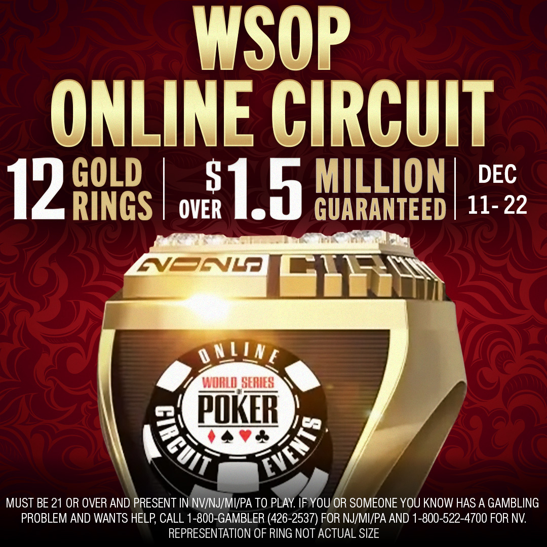 WSOPOnlinePoker's tweet image. WSOP Online Circuit Event #2-$75,000 No Limit Hold'em Turbo PKO starts now. Buy-in for $215 and a chance at being the next gold ring winner.
